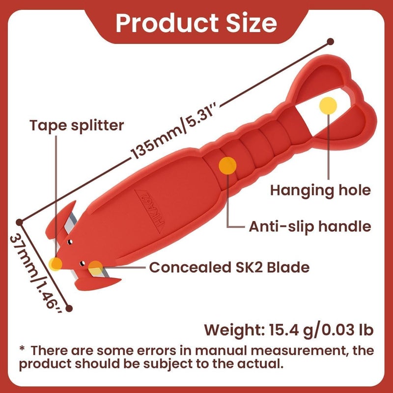 scimaker Safety Box Cutter Knife, 6 PCS Lobster Safety Utility Cutter Package Opener with Ergonomic Film Cutting Blade for Box, Carton, Shrink Wrap, Plastic Straps - Image 2